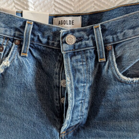 NWT Agolde Parker Denim Shorts Low Key Wash Size 27 Blue Jean Shorts cutoffs - Picture 5 of 11